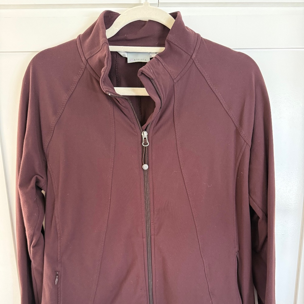 WOMENS ATHLETA BURGANDY ZIP FRONT JACKET W/POCKETS SIZE XL